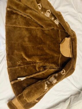 Kids Tan Faux Shearling Cape Jacket